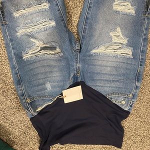 Distressed denim maternity shorts. Size S